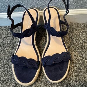 Stuart Weitzman Dark Blue Espadrille Sandals